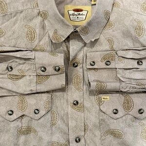 Larry Mahan XXL Vintage 90s Beige Paisley Western Pearl Snap Shirt